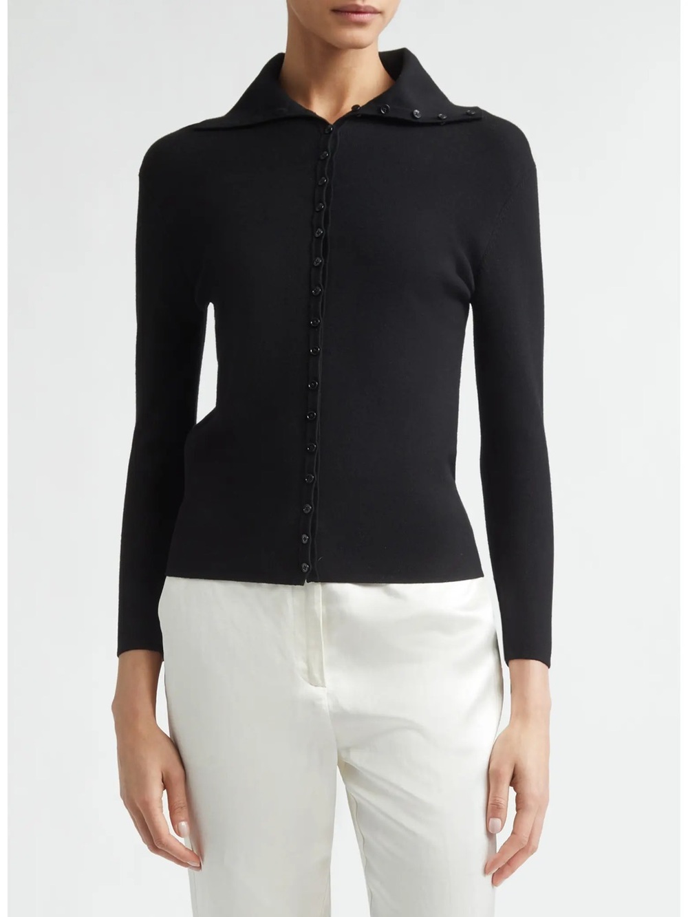 Toteme Fitted Polo Cardigan in Black XS